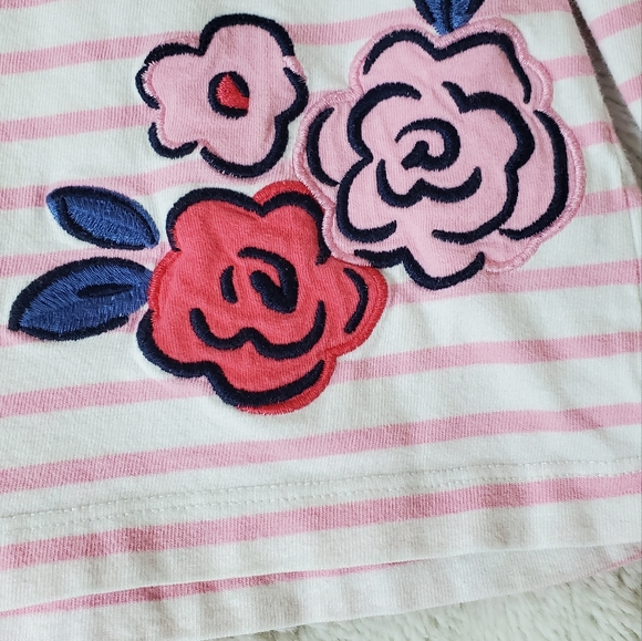 Gymboree Pink & White Striped Long-sleeved Flower shirt|Size:3T - Picture 3 of 6